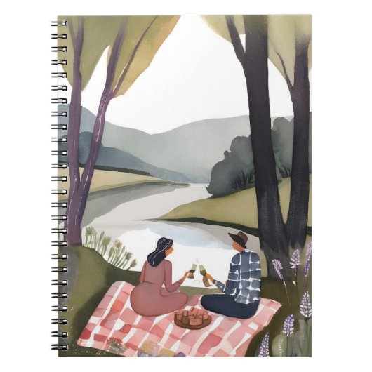 Lakeside Picnic | Nature Watercolor Painting Notizblock (Vorderseite)