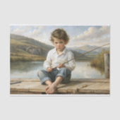 Lakeside Reverie Young Angler's Tale Decoupage Seidenpapier (Vorderseite)