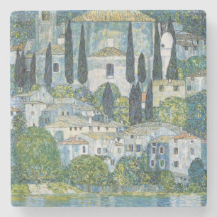 Lakeside Village Gustav Klimt Vintage Landschaft Steinuntersetzer