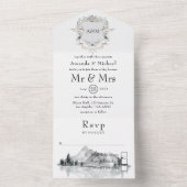 Lakeside Wedding Monogram Wappen All In One Einladung (Innen Boden)