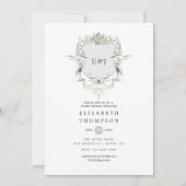 Lakeside Wedding Monogram Wappen Brautparty Einladung (Vorderseite)