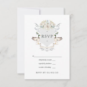 Lakeside Wedding Monogram Wappen RSVP Karte