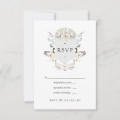 Lakeside Wedding Monogram Wappen RSVP Karte (Vorderseite)