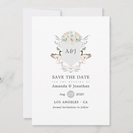 Lakeside Wedding Monogram Wappen Save The Date (Vorderseite)