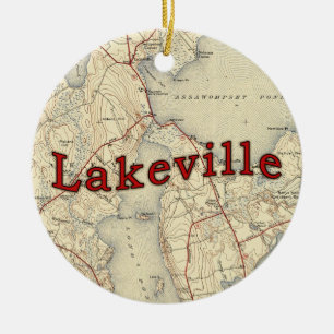 Lakeville Massachusetts alte Karte Keramik Ornament