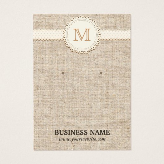 Lakierte Monogramm-Burlap-Ohrring-Display-Karten (Vorderseite)