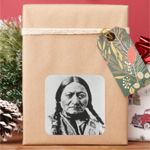 Lakota Chefübergabe: Sich auf Bull Fort Buford set Quadratischer Aufkleber