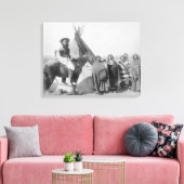 Lakota Frauen mit Säuglingen und Mann am Pferd Leinwanddruck (Insitu (Wohnzimmer))