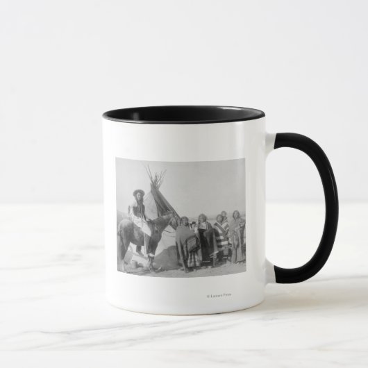 Lakota Frauen mit Säuglingen und Mann am Pferd Tasse (Rechts)