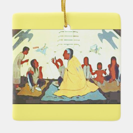 Lakota Geschichtenerzählerverzierung Keramikornament (Vorderseite)