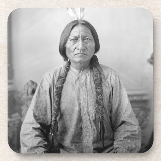 Lakota Leader sitzt Bull Native Amerikanische Urei Getränkeuntersetzer (Vorderseite)