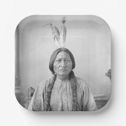 Lakota Leader sitzt Bull Native Amerikanische Urei Pappteller (Vorderseite)