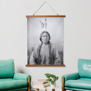 Lakota Leader sitzt Bull Native Amerikanische Urei Wandteppich Mit Holzrahmen