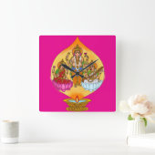 Lakshmi Ganesh Wall Clock Quadratische Wanduhr (Zuhause)