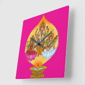 Lakshmi Ganesh Wall Clock Quadratische Wanduhr (Winkel)