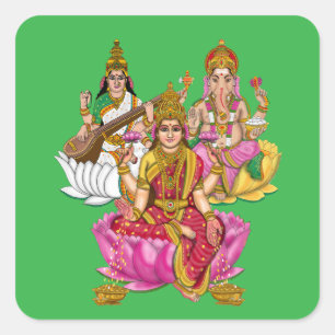Lakshmi Ganesha-Aufkleber Quadratischer Aufkleber