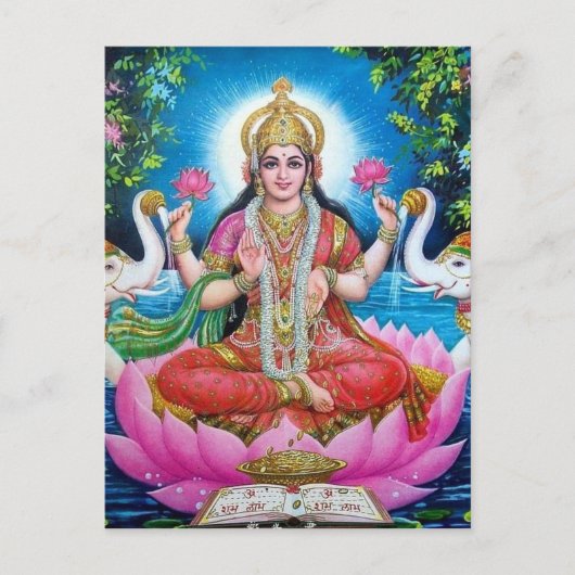 Lakshmi Göttin der Liebe, des Wohlstandes und des Postkarte (Vorderseite)