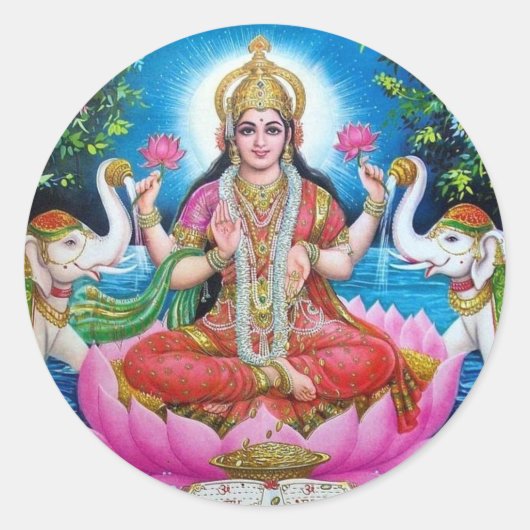 Lakshmi-Göttin der Liebe, des Wohlstands und des W Runder Aufkleber (Vorderseite)