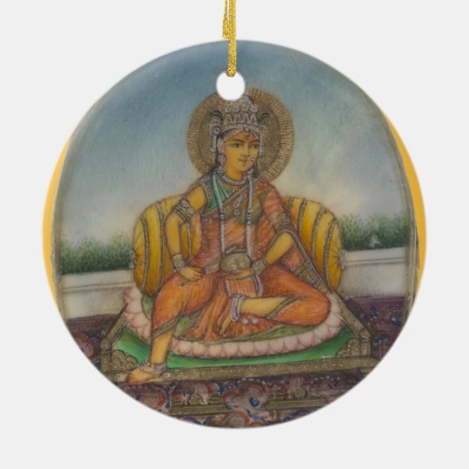 Lakshmi-Göttin des Wohlstands und Wohlstands Keramikornament (Hinten)