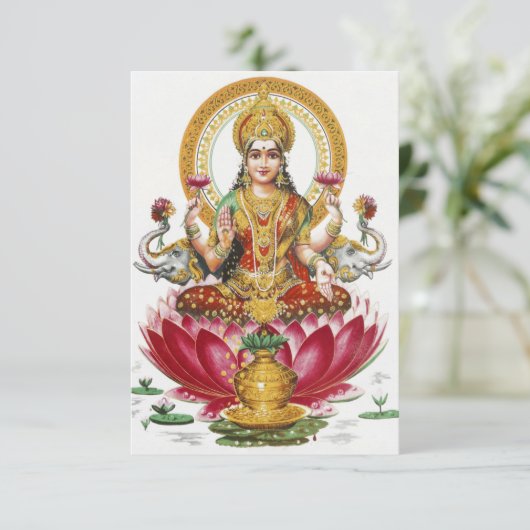 Lakshmi Hindu Goddess Dankeskarte (Stehend Vorderseite)