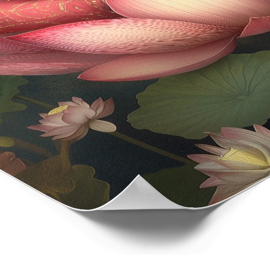 Lakshmi Hindu Goddess of Prosperity Owl Lotus Poster (Ecke)