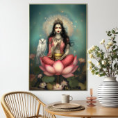 Lakshmi Hindu Goddess of Prosperity Owl Lotus Poster