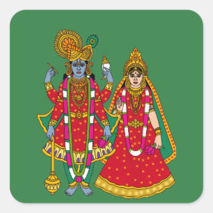 Lakshmi Narayan-Aufkleber Quadratischer Aufkleber