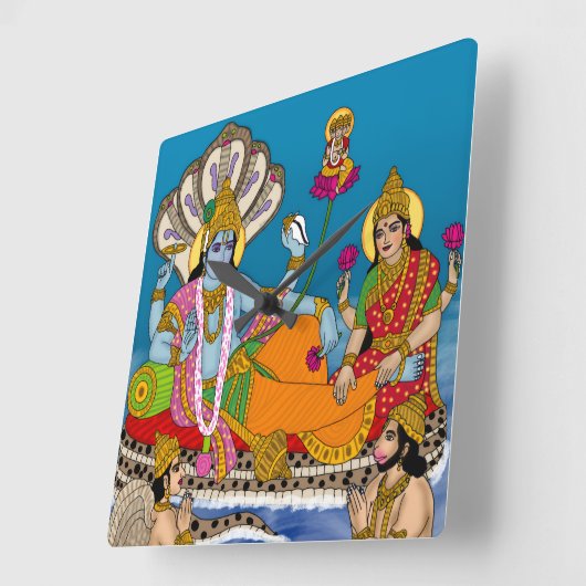 Lakshmi Narayan Clock Quadratische Wanduhr (Winkel)