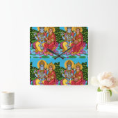 Lakshmi Narayan Clock Quadratische Wanduhr (Zuhause)