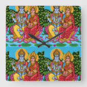 Lakshmi Narayan Clock Quadratische Wanduhr (Vorderseite)