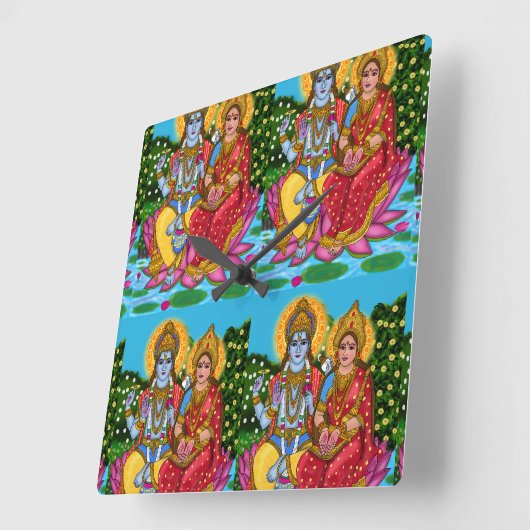 Lakshmi Narayan Clock Quadratische Wanduhr (Winkel)