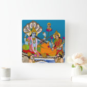 Lakshmi-Narayan-Uhr Quadratische Wanduhr (Zuhause)