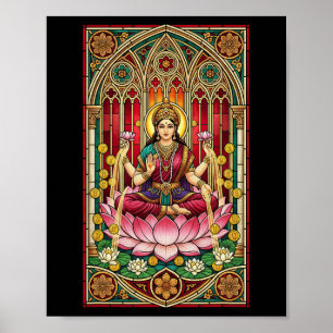 Lakshmi Reichtum Göttin Glasmalerei Hinduismus Myt Poster