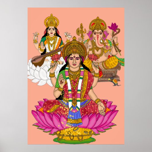Lakshmi Saraswati Ganesha Poster (Vorne)