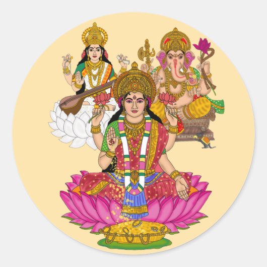 Lakshmi Saraswati Ganesha Stickers (Vorderseite)