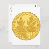 LAKSHMI UND GANESH GOLD COIN DESIGN POSTKARTE (Vorne/Hinten)
