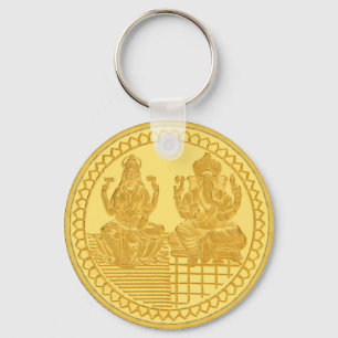 LAKSHMI UND GANESH GOLD COIN DESIGN SCHLÜSSELANHÄNGER