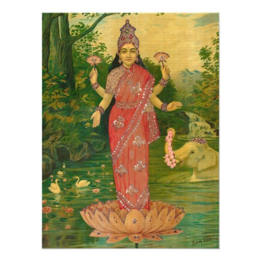 Lakshmi von Raja Ravi Varma Fotodruck (Vorne)