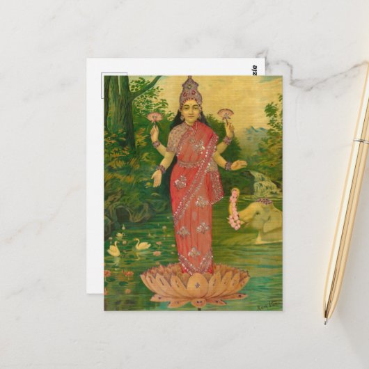 Lakshmi von Raja Ravi Varma Postkarte (Vorderseite/Rückseite Beispiel)