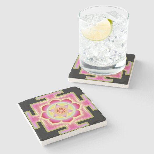 Lakshmi yantra stone Untersetzer (Seitenansicht)