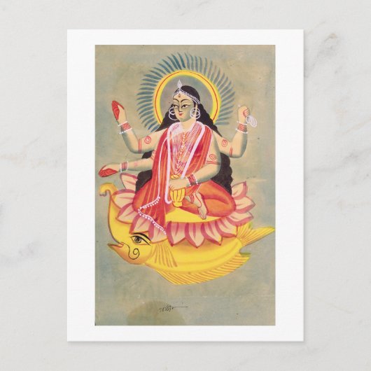 Laksmi, auf einem Thron von Lotus-Blätter, c.1890 Postkarte (Vorderseite)