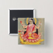 Laksmi, das auf einem Thron des Lotos-Blätter, Button (Vorne & Hinten)