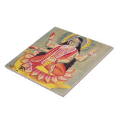 Laksmi, das auf einem Thron des Lotos-Blätter, Fliese (Seite)