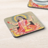 Laksmi, das auf einem Thron des Lotos-Blätter, Getränkeuntersetzer (Linke Seite)