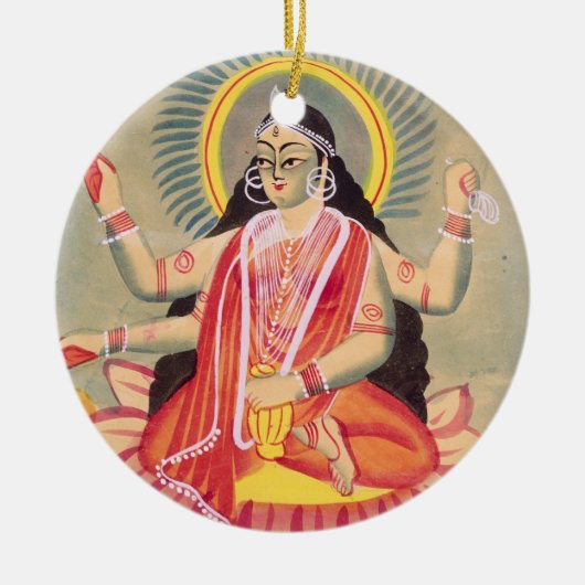 Laksmi, das auf einem Thron des Lotos-Blätter, Keramik Ornament (Vorne)