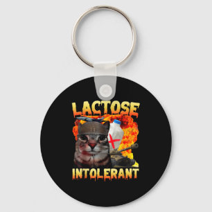 Laktoseintolerante alberne Katzen-Meme Lustiger Sp Schlüsselanhänger