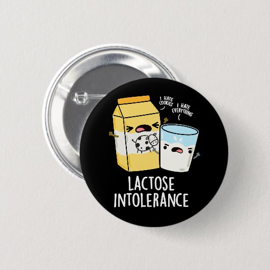 Laktoseintoleranz Funny Milk Pun Dark BG Button (Vorne & Hinten)