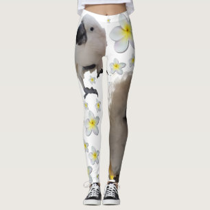 Lala die Cockatoodrei Posen und die Plumerias Leggings