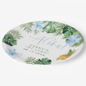 LALANI Tropical Blue Hibiskus Luau 1. Geburtstag Pappteller (Schrägansicht)