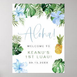 LALANI Tropical Blue Hibiskus Luau 1. Geburtstag Poster